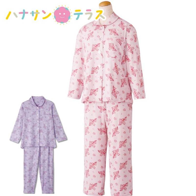 大きめボタンプチサイズのびのびストレッチパジャマ S M L LL 婦人 NOBI AID