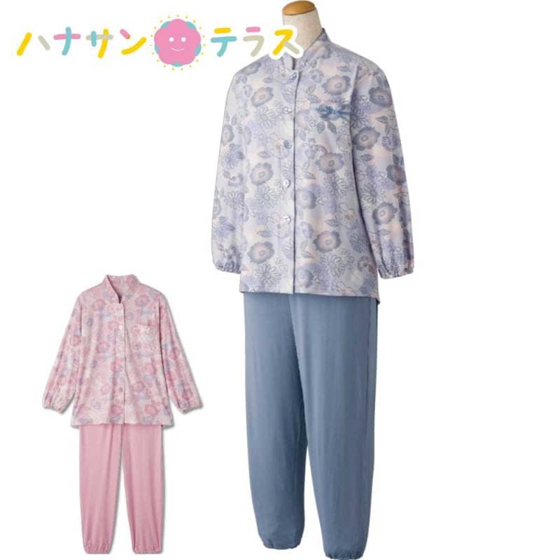 大きめボタンプチサイズのびのびストレッチパジャマ S M L LL 婦人 NOBI AID