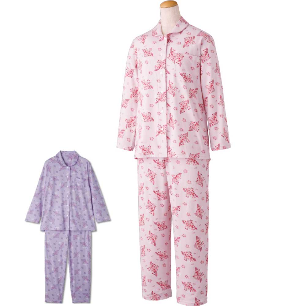 のびのびストレッチホックパジャマ S M L LL 乾燥機OK 婦人 NOBI AID