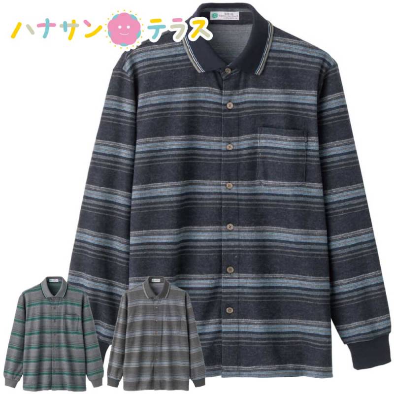 起毛ジャカード前開きポロシャツ Ｍ L 紳士用