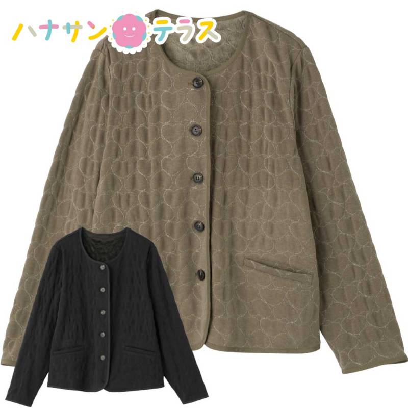 カットハート柄キルトジャケット M L LL 婦人