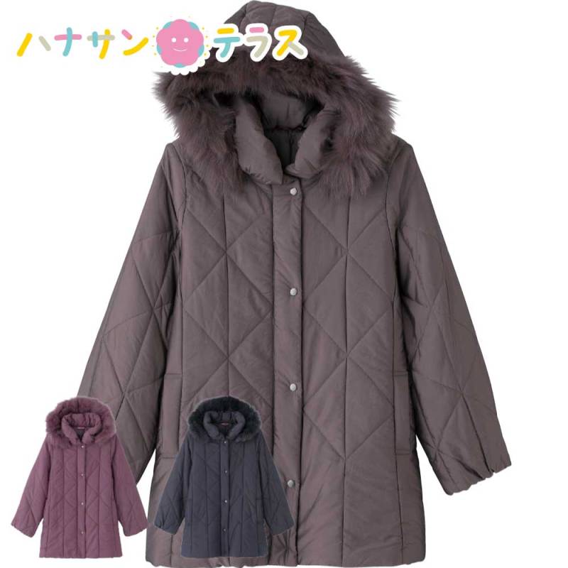 中綿衿フォックスファーコート M L 婦人