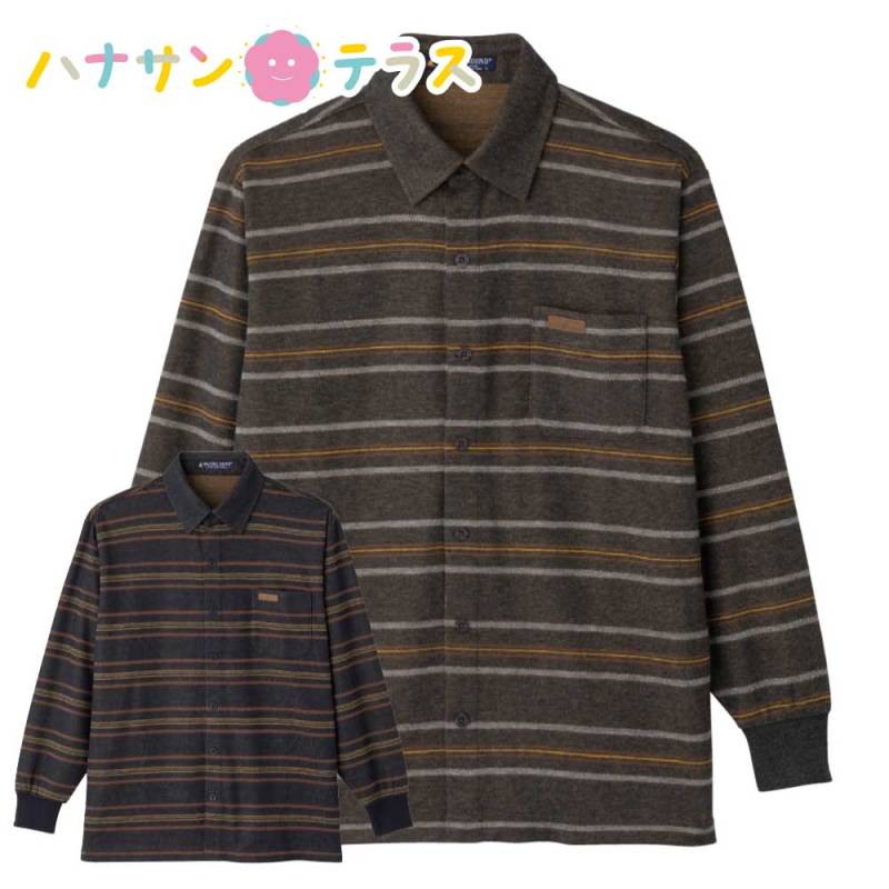 起毛ワンタッチテープニットシャツ S M L LL 3L 紳士