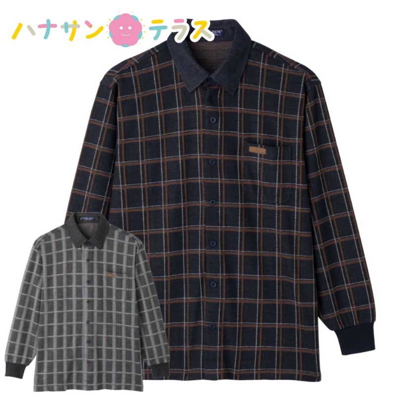 起毛ワンタッチテープニットシャツ S M L LL 紳士