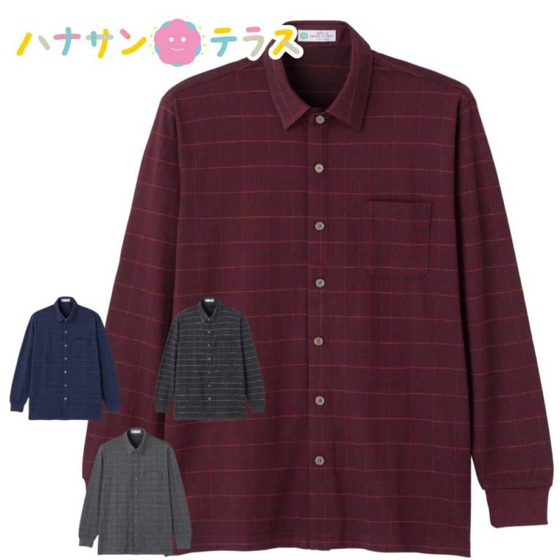裏起毛隠れファスナーニットシャツ M L LL 紳士
