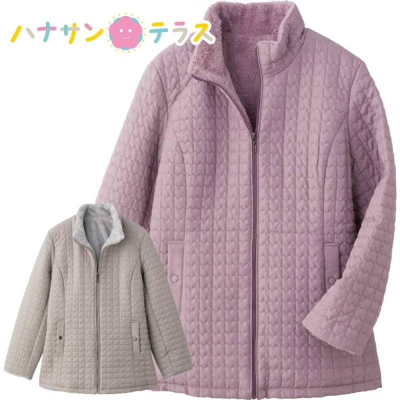 薄中綿裏ボアジップコート M L LL レディース 婦人 用