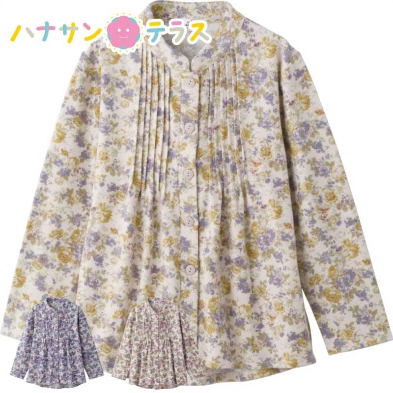 ふんわり微起毛斜め釦ホールピンタックブラウス M～L Ｓ LL 3L レディース 婦人 用