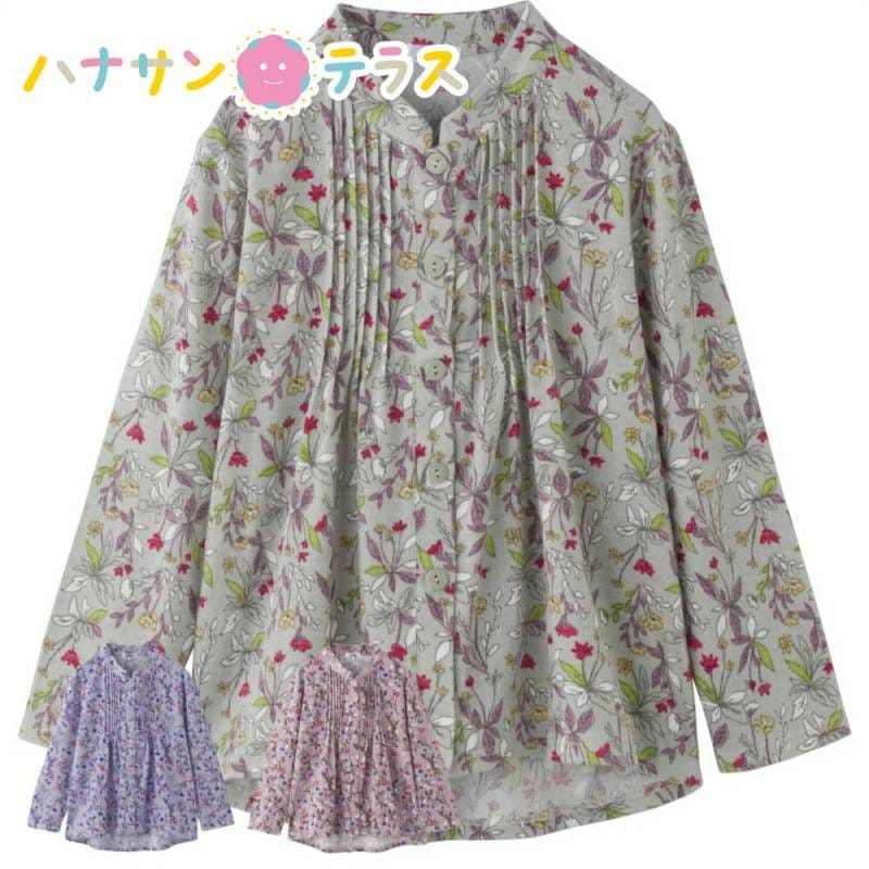 斜め釦ホールピンタックブラウス M～L Ｓ LL 3L レディース 婦人 用