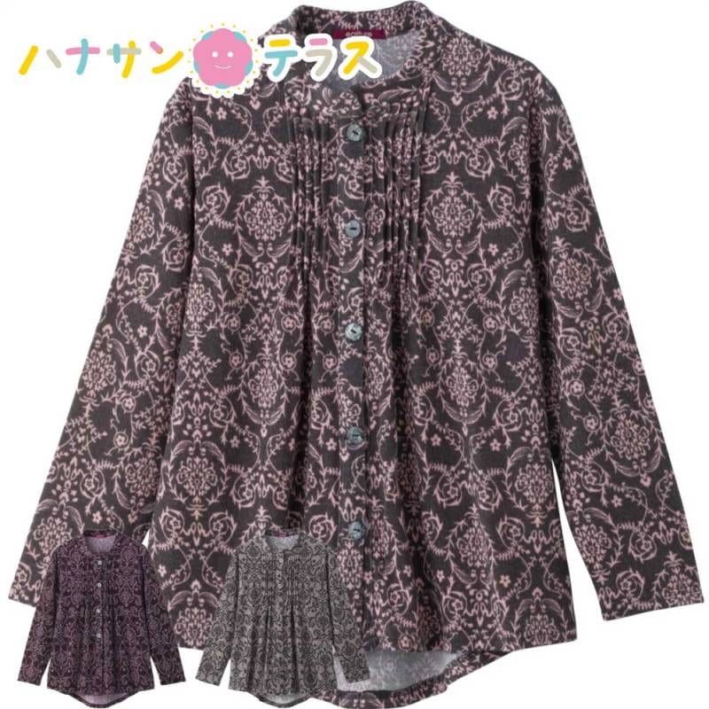 斜め釦ホールピンタックブラウス M L レディース 婦人 用