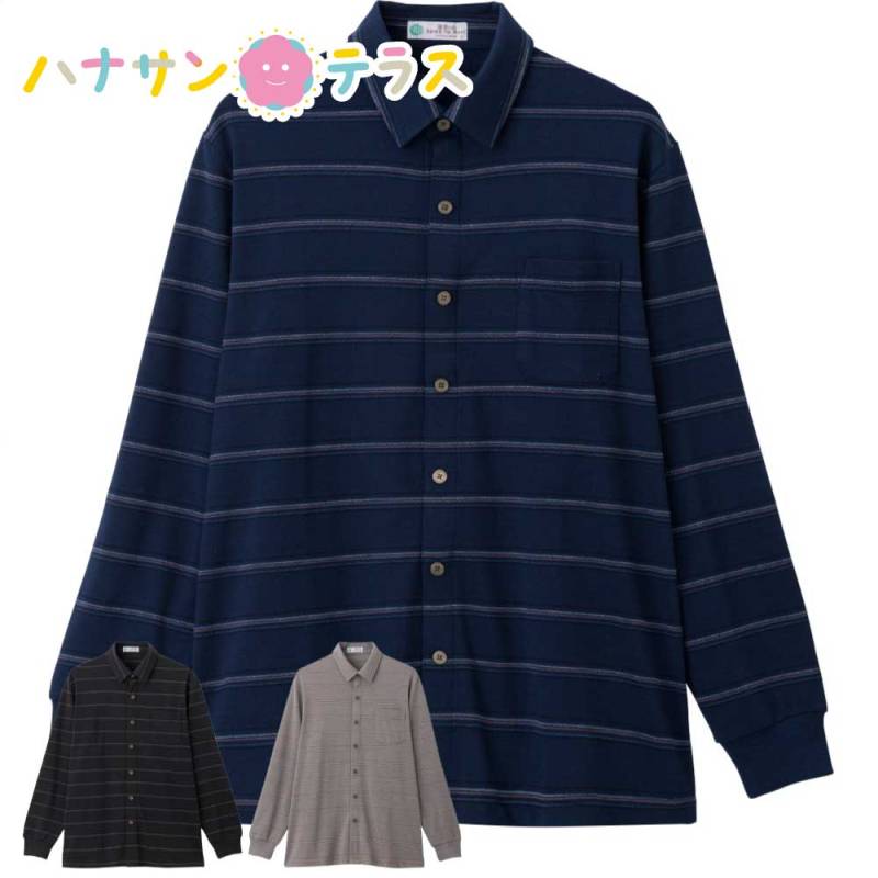 裏起毛ワンタッチテープニットシャツ M L LL メンズ 紳士 用