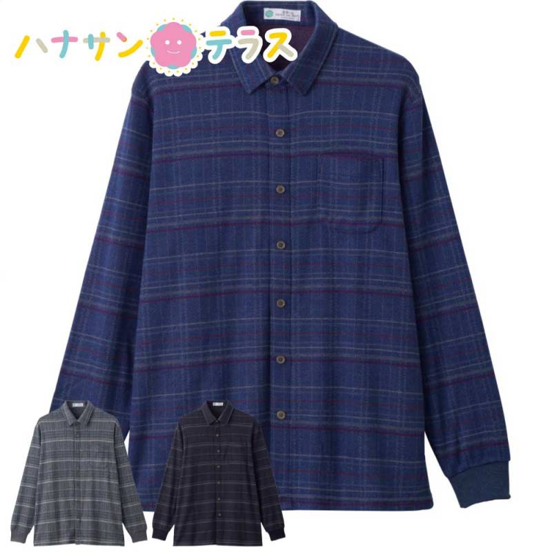 起毛ワンタッチテープニットシャツ M L LL メンズ 紳士 用