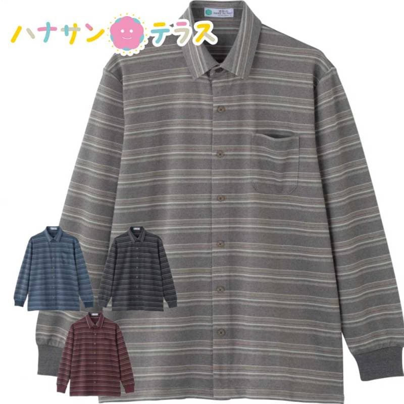 綿混スナップ釦ニットシャツ M L LL メンズ 紳士 用