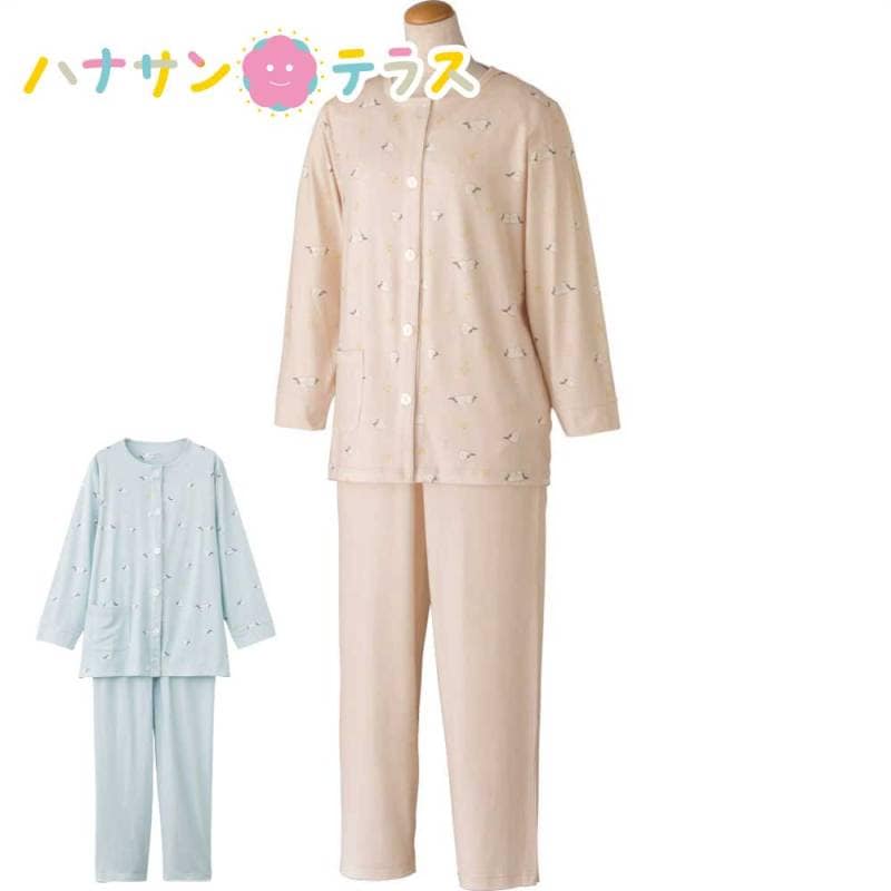 大きめボタンのびのびストレッチパジャマ M L LL レディース 婦人 用