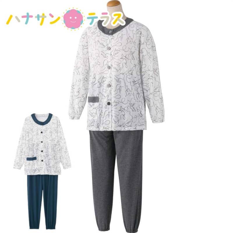 大きめボタン天竺パジャマ S M L LL レディース 婦人 用