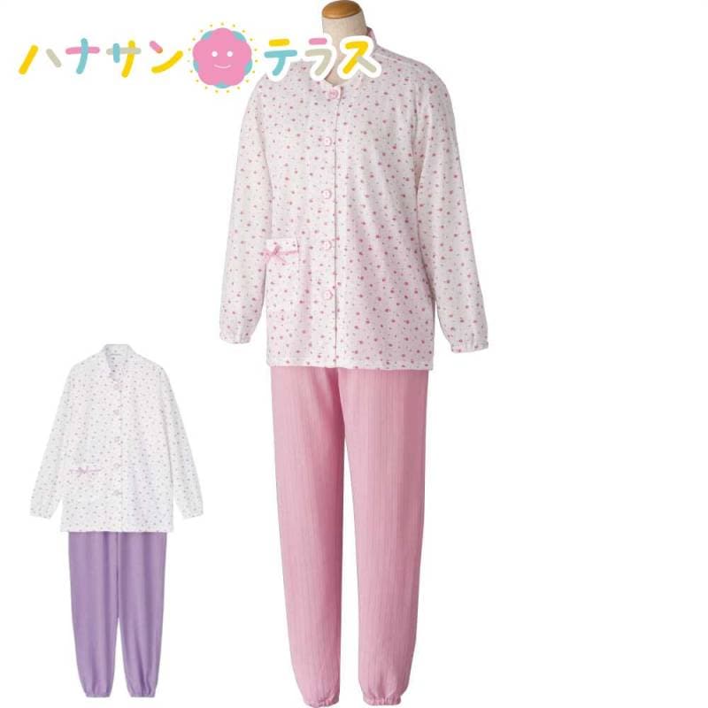 大きめボタン天竺パジャマ S M L LL レディース 婦人 用