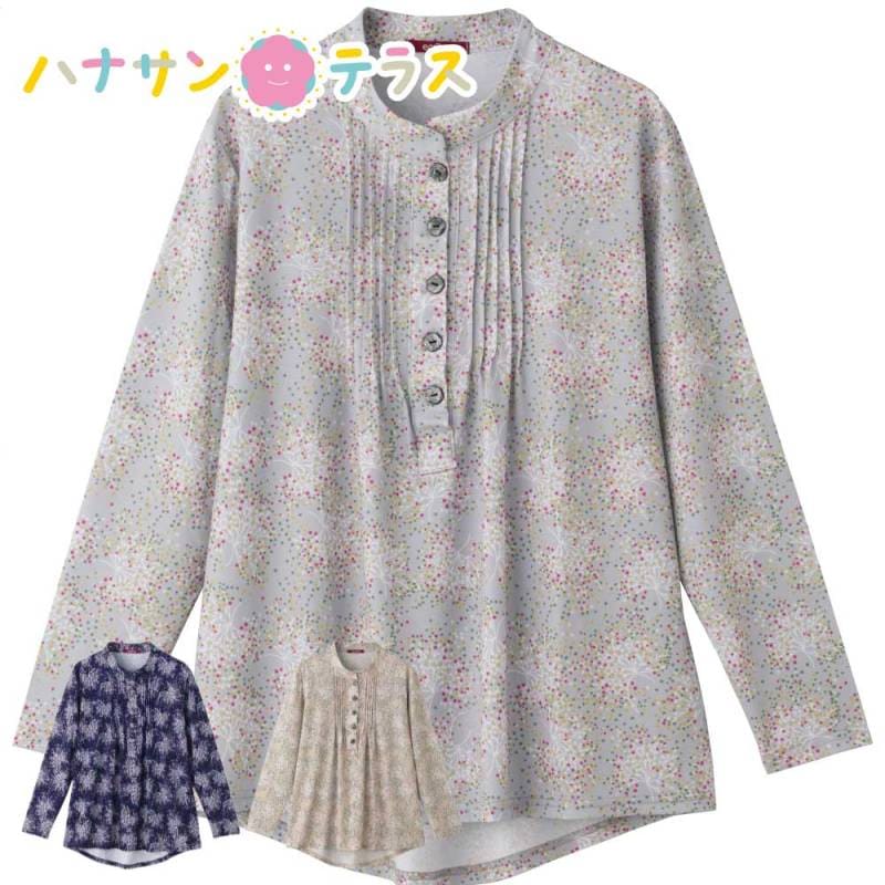 斜め釦ホールピンタックブラウス M L レディース 婦人 用　　