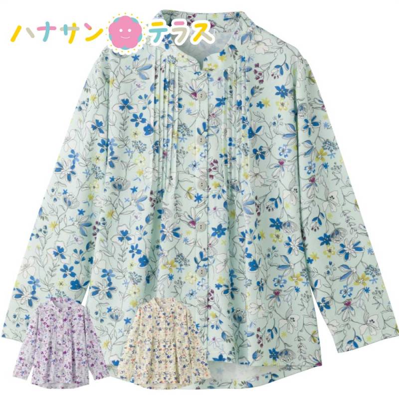 スナップ釦ピンタックブラウス M~L S LL 3L レディース 婦人 用　　