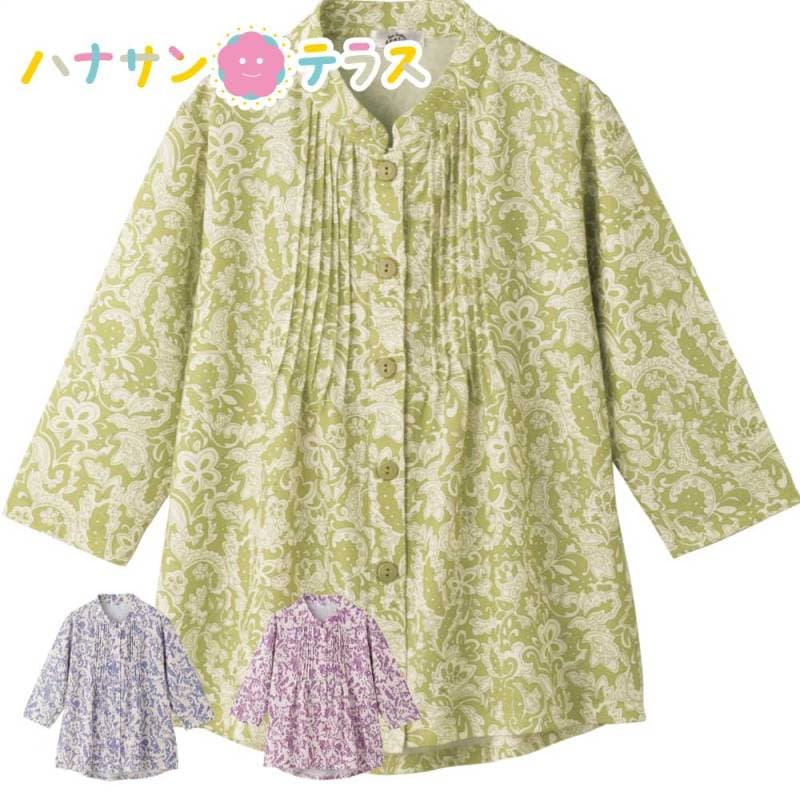 7分袖ワンタッチテープピンタックブラウス M~L S LL 3L レディース 婦人 用　　