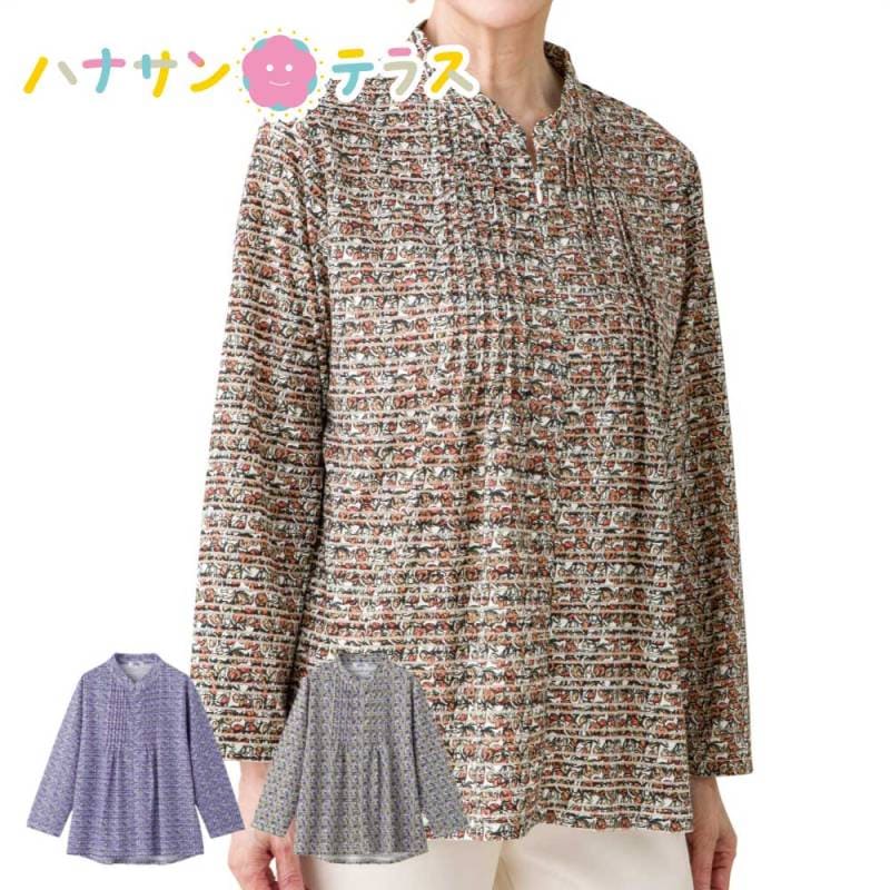 ロングファスナーピンタックブラウス M~L LL レディース 婦人 用　　