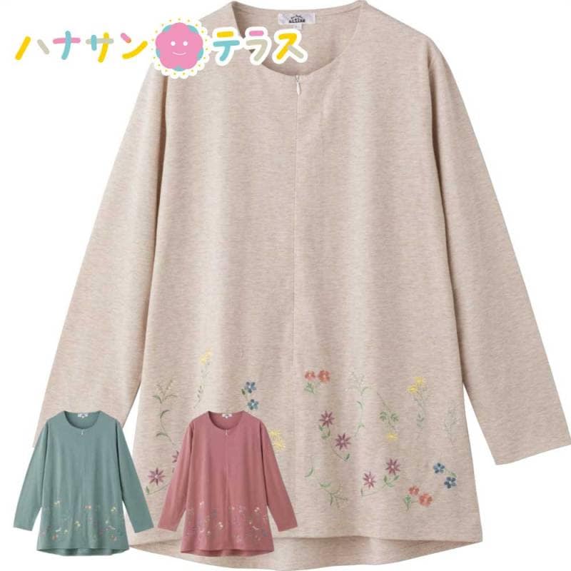 ロングファスナーチュニックＴシャツ M~L レディース 婦人 用　　