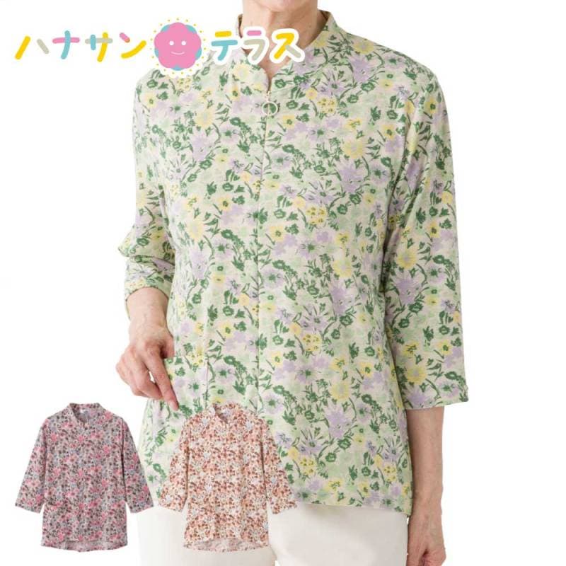 7分袖ロングファスナー持ち手リングＴシャツ M~L LL レディース 婦人 用　　