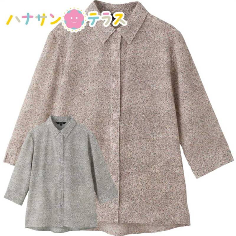 7分袖斜め釦ホールブラウス M L レディース 婦人 用　　