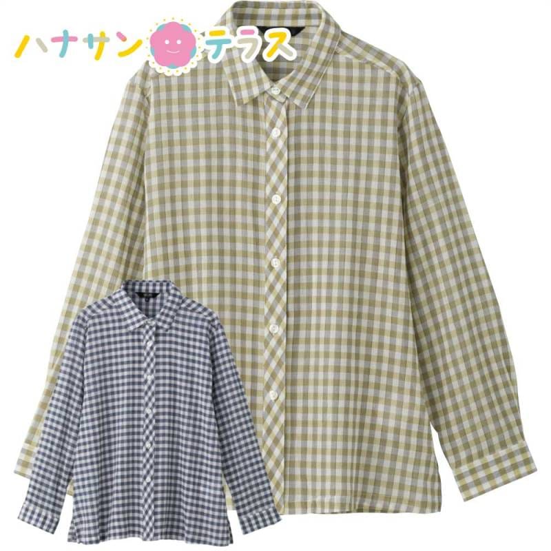綿100％格子柄ブラウス M L レディース 婦人 用　　