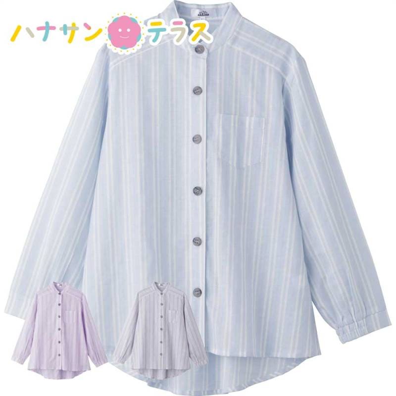 斜め釦ホールブラウス M~L LL レディース 婦人 用　　