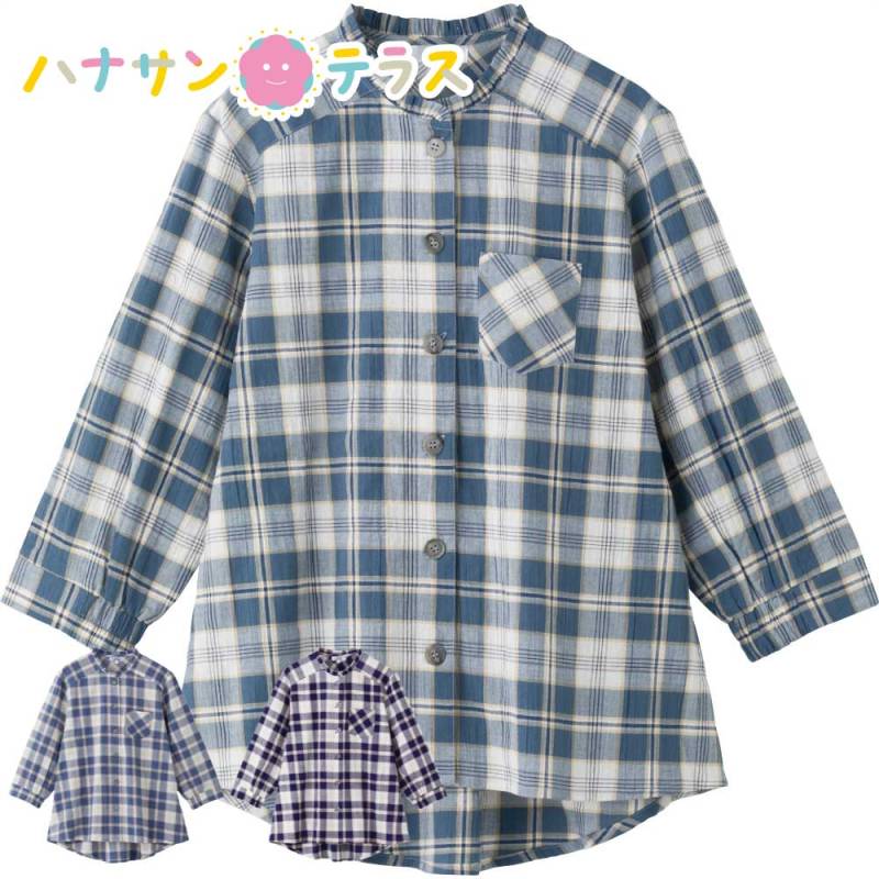 7分袖斜め釦ホールブラウス M~L レディース 婦人 用　　