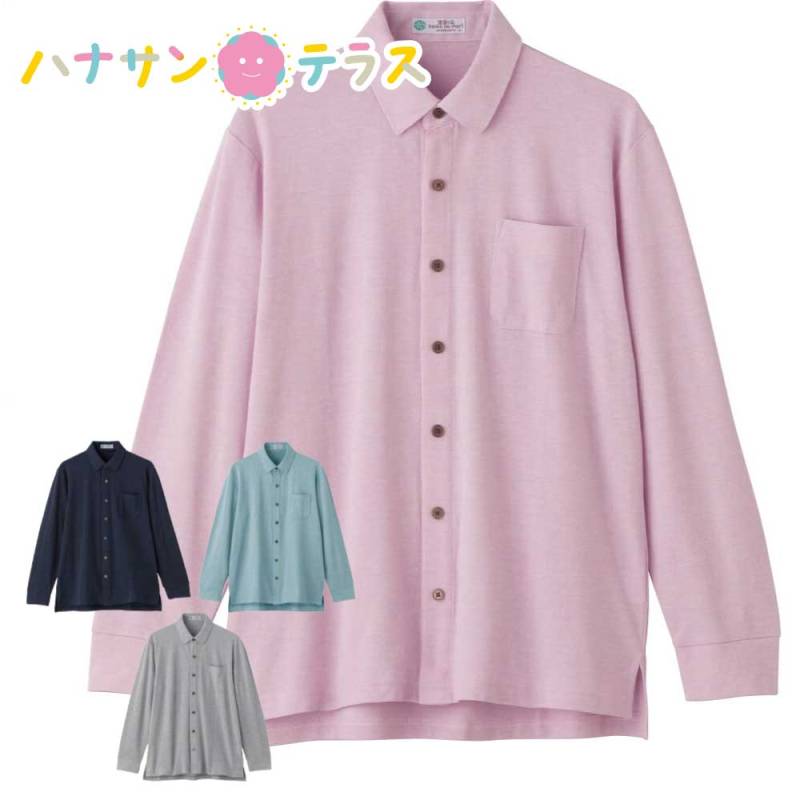 綿混スナップ釦ニットシャツ S M L LL メンズ 紳士 用　　