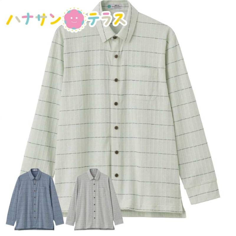 麻混ワンタッチテープニットシャツ M L メンズ 紳士 用　　