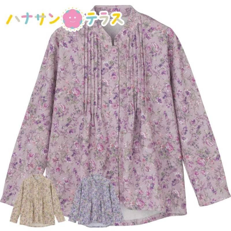 斜めボタンホールピンタックブラウス M~L LL 乾燥機OK レディース 用