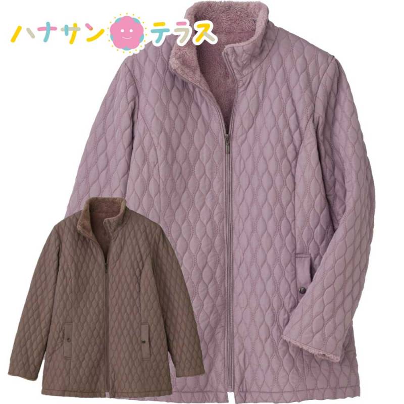 薄中綿裏ボアジップコート M L LL レディース 用