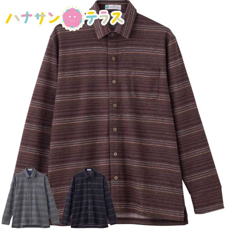 起毛ワンタッチテープニットシャツ M L LL 乾燥機OK メンズ 用