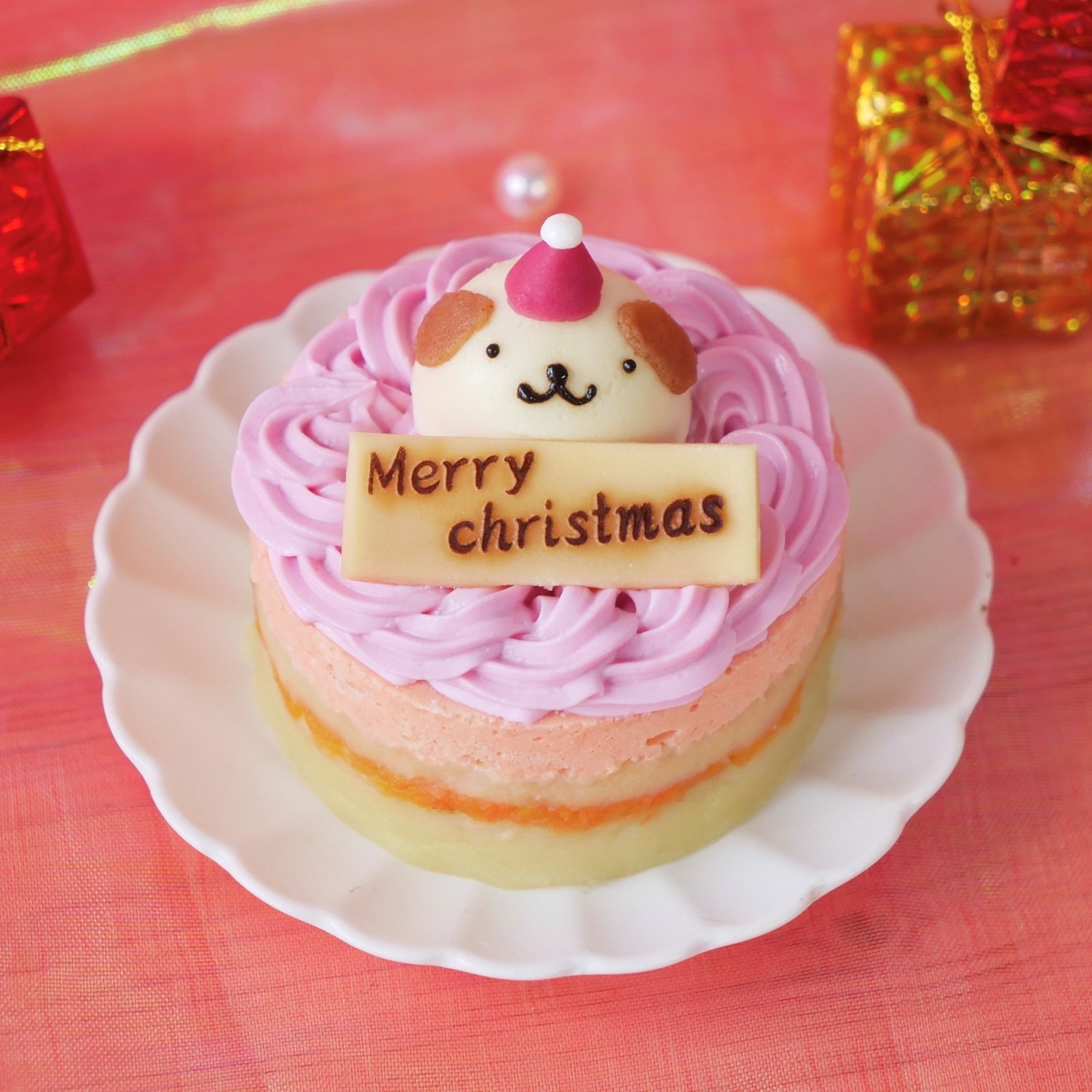 【犬猫用 お魚のクリスマスケーキ プチ 】乳糖フリー・グルテンフリー・無添加|鮭を使った犬猫兼用ヘルシーケーキ|国産素材で安心安全|ニュージーランド産サーモン×乳糖フリーヨーグルトで仕上げた華やかクリスマス限定ケーキ|小型サイズでわんちゃん・ねこちゃんにぴったり|はなとしっぽオリジナル