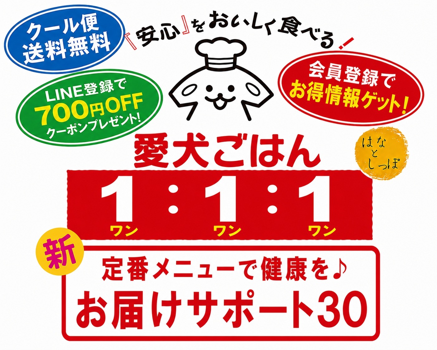犬 猫 手作りごはん 「 愛犬ごはん1：1：1 お届けサポート30 」 国産 無添加 自然食材100％ 獣医師考案 犬用ごはん 健康 手づくりごはん ゴッグフード ペットフード キャットフード 定期  
