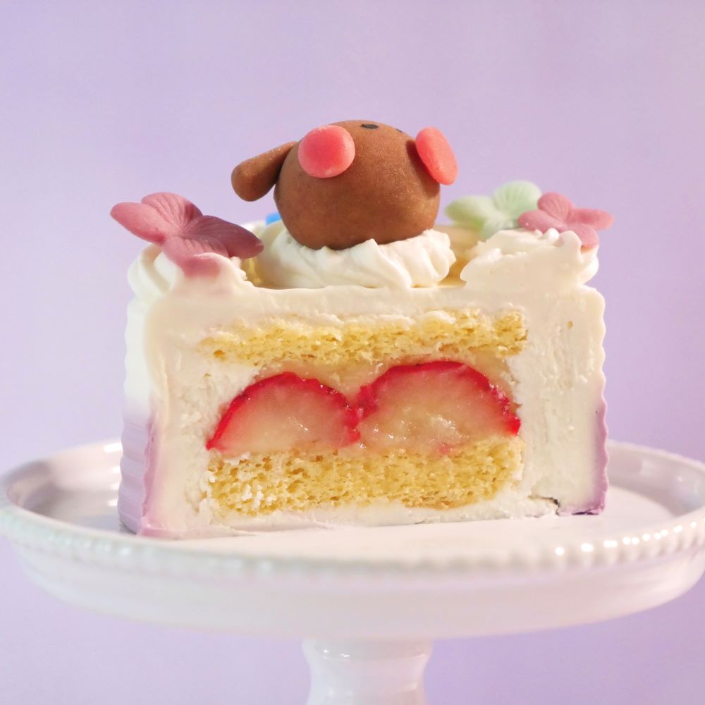 犬用ケーキ 猫 ケーキ 無添加 「 紫陽花苺ショートケーキ ( プチ )」 乳製品の心配のいらない 乳糖フリー 安心安全 犬 おやつ お誕生日ケーキ 猫用 (AS01)