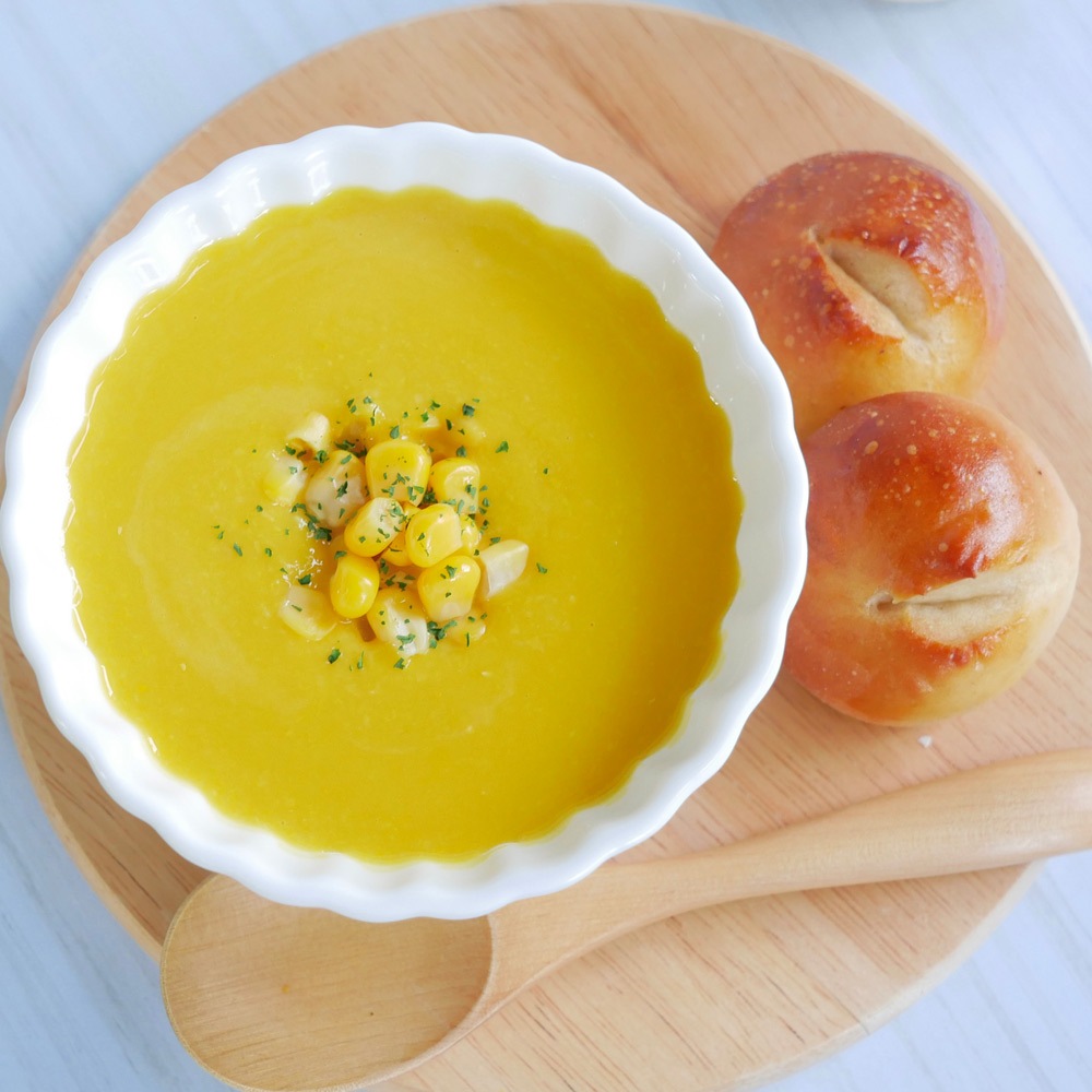 コーンチキンポタージュdeひたパンセット