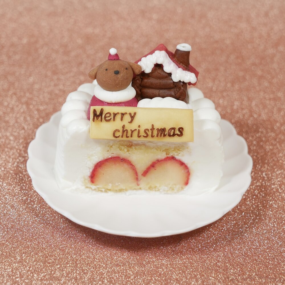 犬用 【  クリスマス ショート ケーキ プチ 】 乳糖フリー・グルテンフリー・無添加・国産素材｜愛犬の健康に配慮した安心安全なクリスマス限定ケーキ｜小型犬が食べやすいサイズとカロリー設計｜苺・さつまいも・乳糖フリーヨーグルトクリーム使用｜犬用お祝いケーキ｜はなとしっぽオリジナル