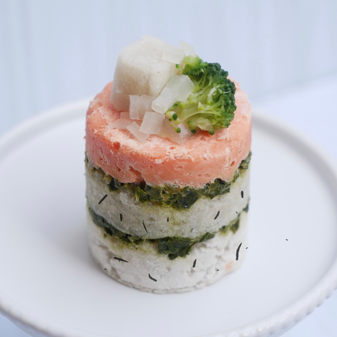 犬 猫 ケーキ ごはん 魚 野菜 「 サーモンとじゃが芋のテリーヌ 」 犬用ケーキ ドッグフード 猫用ケーキ 犬用ごはん 猫用ごはん 手作りごはん サーモン アスタキサンチン 高タンパク 消化吸収 ビタミン