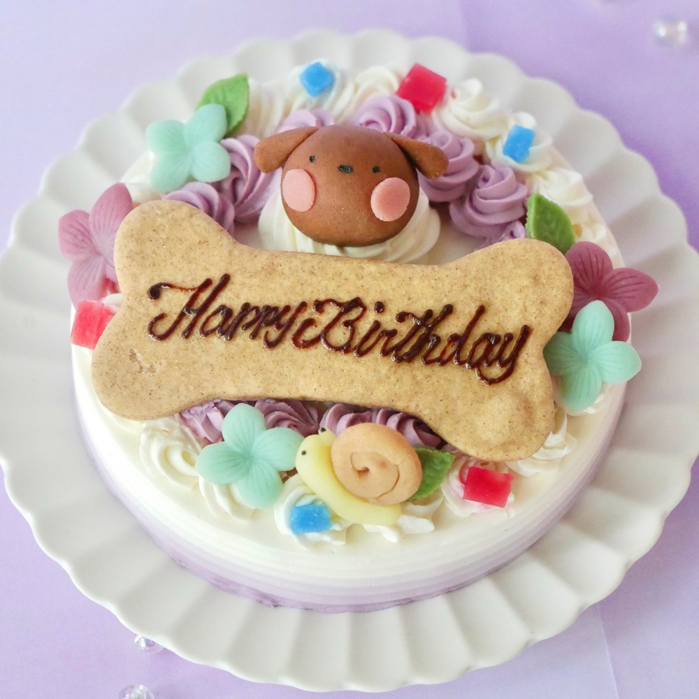 犬用ケーキ 猫 ケーキ 無添加 「 紫陽花苺ショートケーキ （ レギュラーサイズ ） 」 乳製品の心配の要らない 乳糖フリー 安心安全　（asr04）