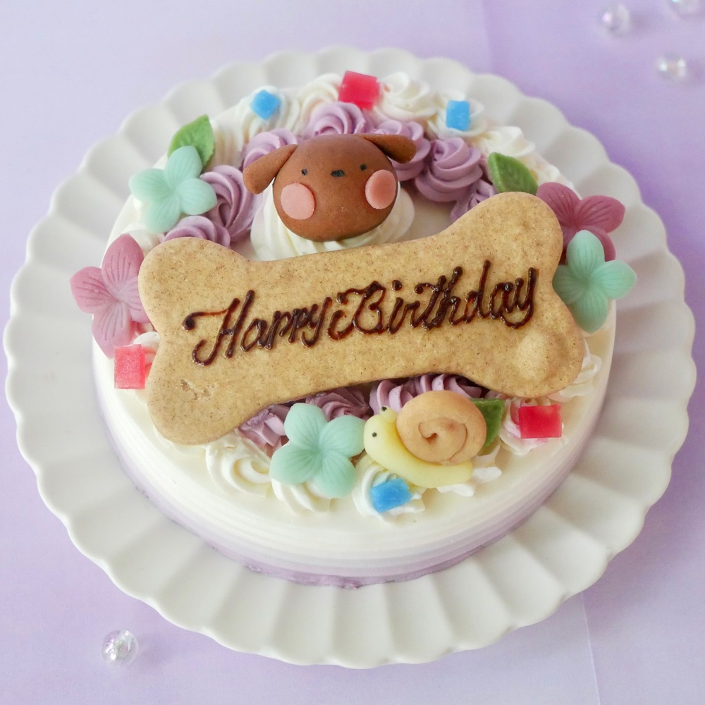 犬用ケーキ 猫 ケーキ 無添加 「 紫陽花苺ショートケーキ （ レギュラーサイズ ） 」 乳製品の心配の要らない 乳糖フリー 安心安全　（asr04）