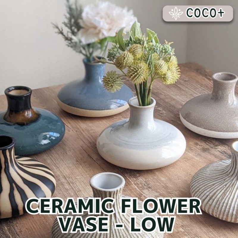 �ڤƤ��ޤ��Ĳ���  CERAMIC FLOWER VASE  LOW  ����ߥå��ե��١�������