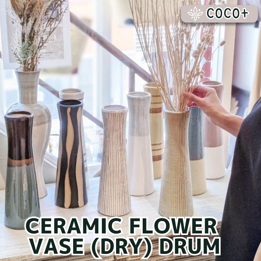 �ڤƤ��ޤ��Ĳ���  CERAMIC FLOWER VASE  DRUM  ����ߥå��ե��١����ɥ��