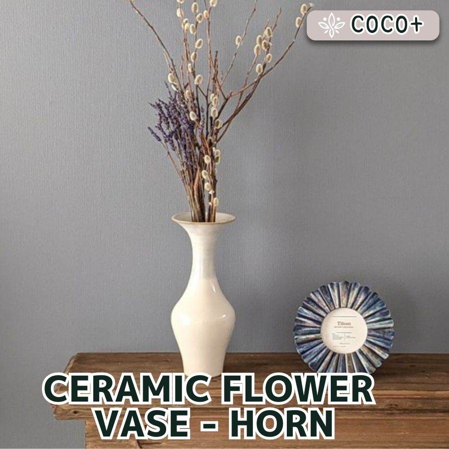 �ڤƤ��ޤ��Ĳ���  CERAMIC FLOWER VASE  HORN  ����ߥå��ե��١����ۡ���