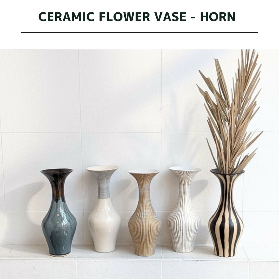 �ڤƤ��ޤ��Ĳ���  CERAMIC FLOWER VASE  HORN  ����ߥå��ե��١����ۡ���