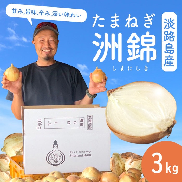 玉ねぎ 淡路島 【青果】3kg 洲錦 （しまにしき） たまねぎ タマネギ