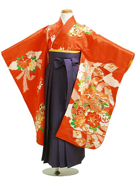 袴 レンタル 女の子/5〜7歳 七五三着物 7歳 七五三着物7歳 朱色/つづみ 卒園式 結婚式 NT-袴ヌ|七五三レンタル-女の子