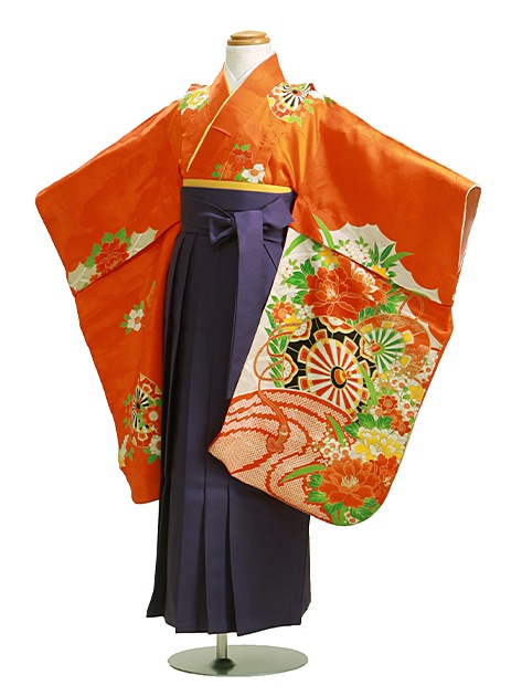 袴 レンタル 女の子/5〜7歳 七五三着物 7歳 七五三着物7歳 朱色/花駒 卒園式 結婚式 NT-袴ヘ|七五三レンタル-女の子