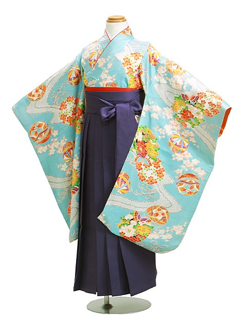袴 レンタル 女の子/5〜7歳 七五三着物 7歳 七五三着物7歳 水色/てまり花 卒園式 結婚式 NT-袴ナ|七五三レンタル-女の子